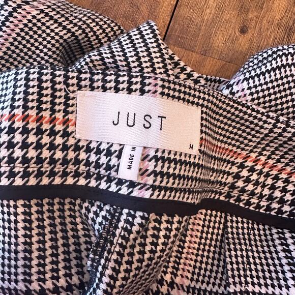 Just Female Amalie Houndstooth Shorts Size Medium Black Pink Orange Cream - Picture 7 of 13